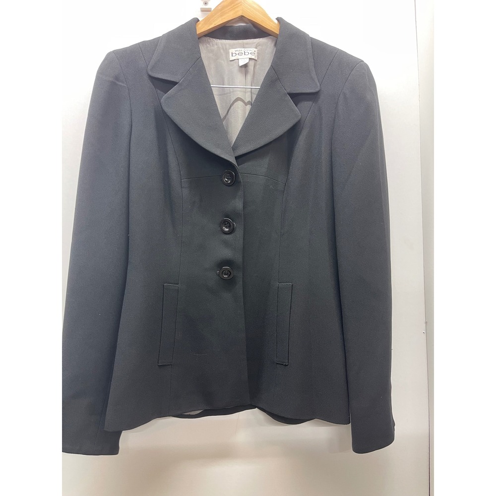 Bebe Vintage Black Blazer Jacket Made in USA Three Button Tailored Size 10